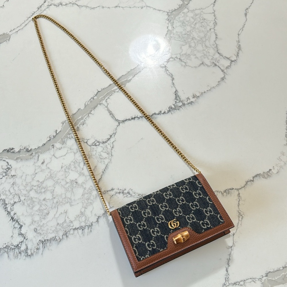 G G wallet crossbody purse clutch denim gold